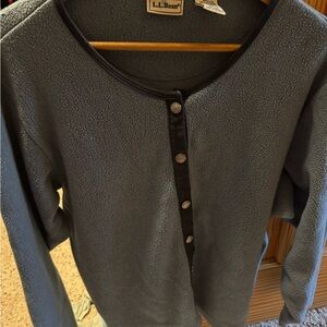 L.L. Bean Dark Gray Fleece Snap-Front Top